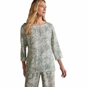Soft Surroundings Oceo Gauze Tunic in Green Milieu Marble Size Large Rayon blend